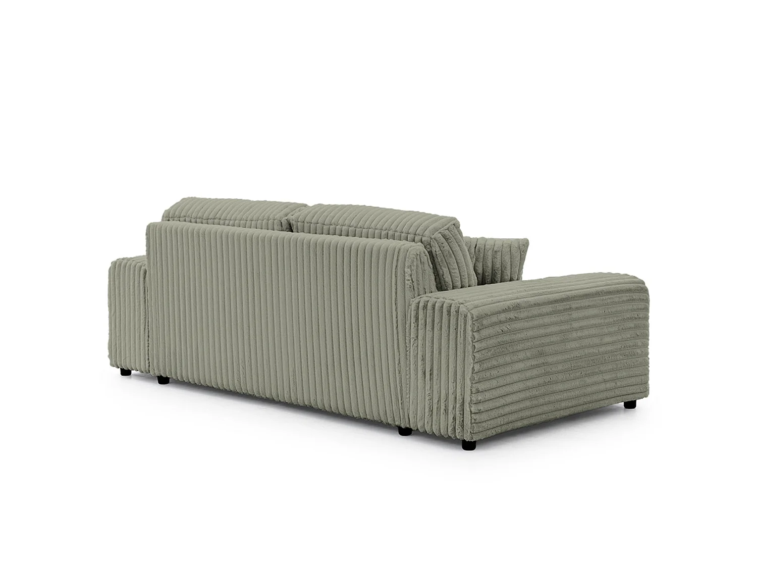 CAISA - Canapé droit convertible velours côtelé 3 places - Vert