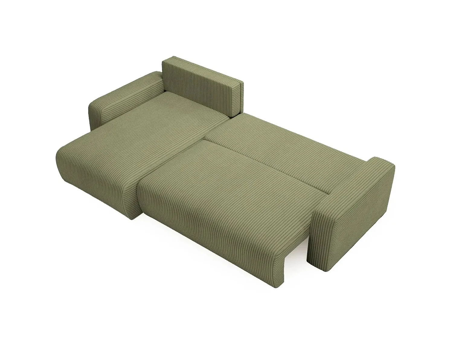 LUCIE - Canapé d'angle convertible velours côtelé 4 places Vert Droit