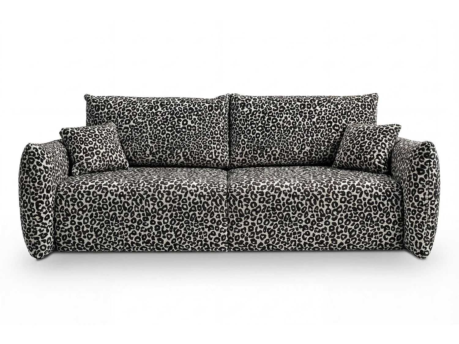 ELIO - Canapé droit convertible tissu imprimé animalier 3 places Blanc