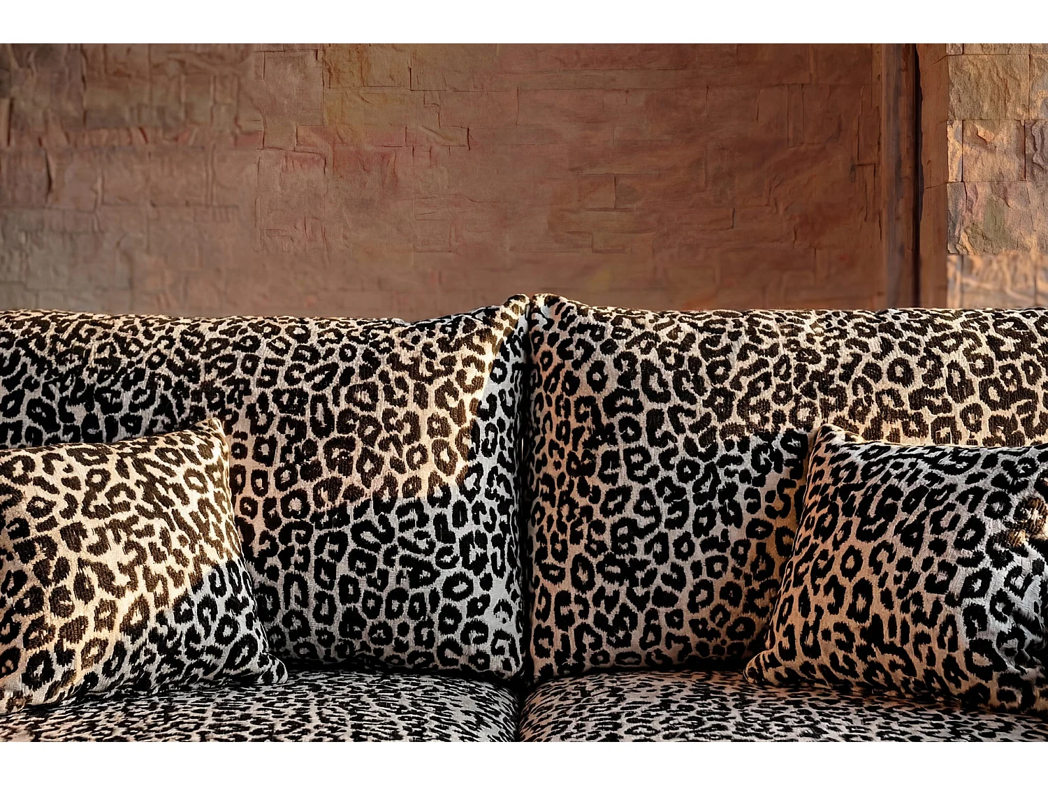 ELIO - Canapé droit convertible tissu imprimé animalier 3 places Blanc