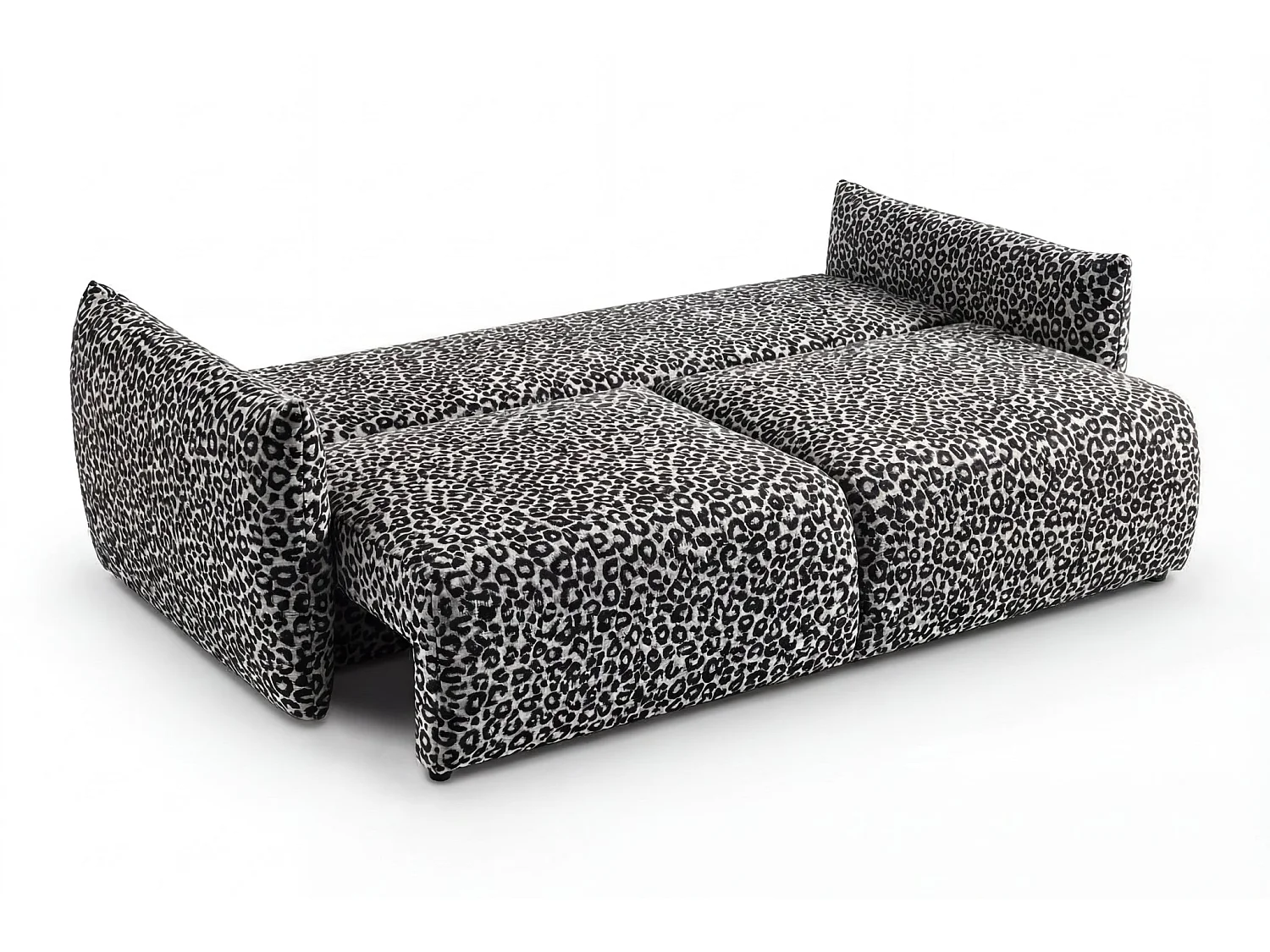 ELIO - Canapé droit convertible tissu imprimé animalier 3 places Blanc