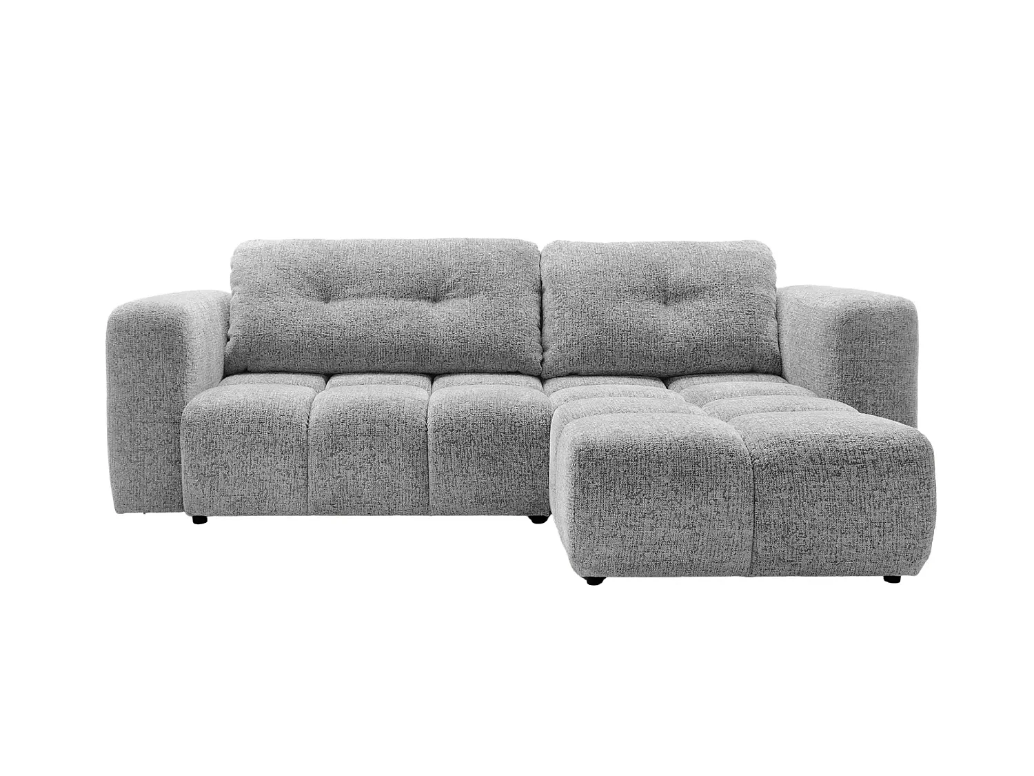 ROMY - Canapé d'angle convertible tissu chenille 3 places Gris clair