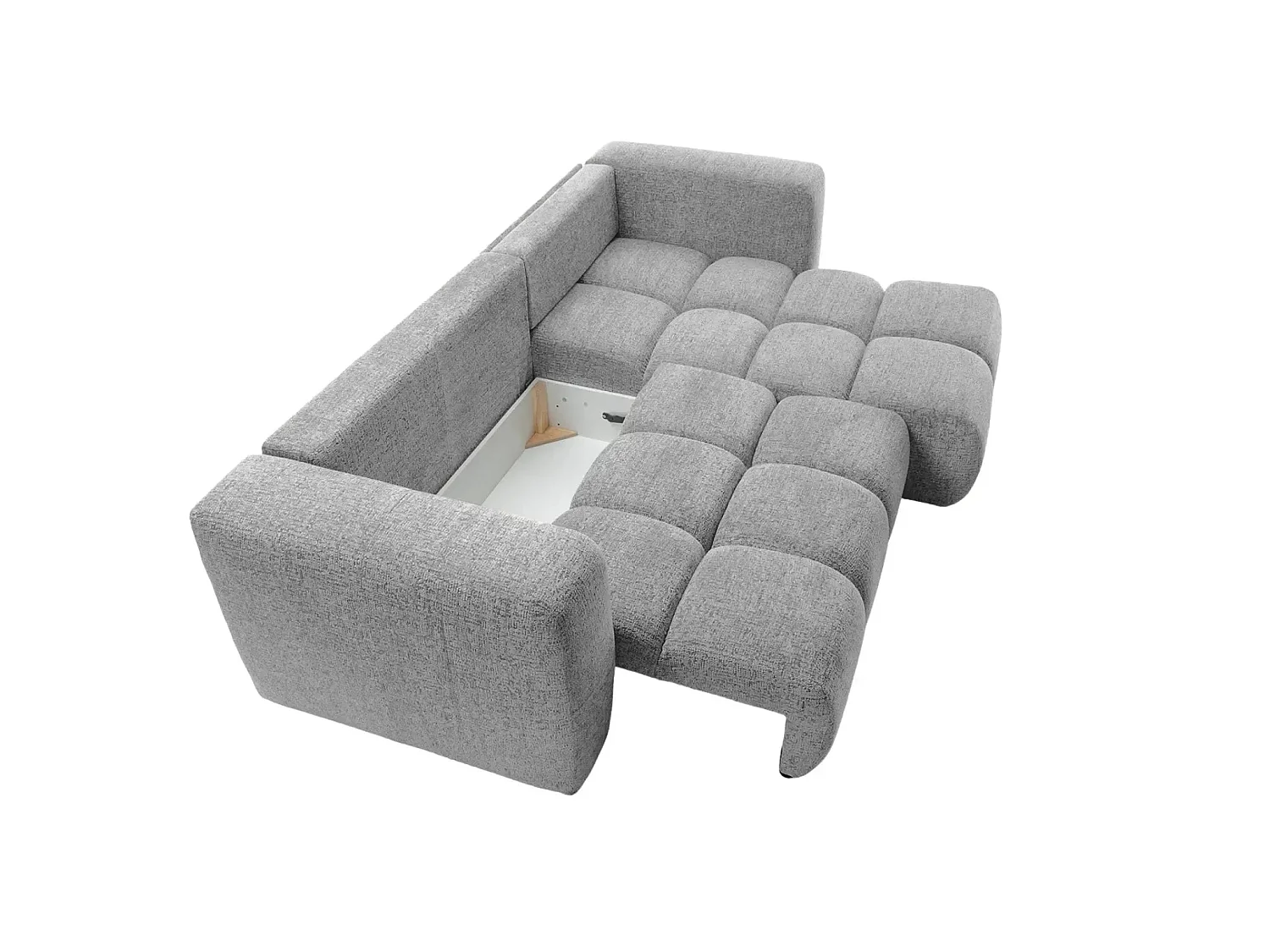 ROMY - Canapé d'angle convertible tissu chenille 3 places Gris clair