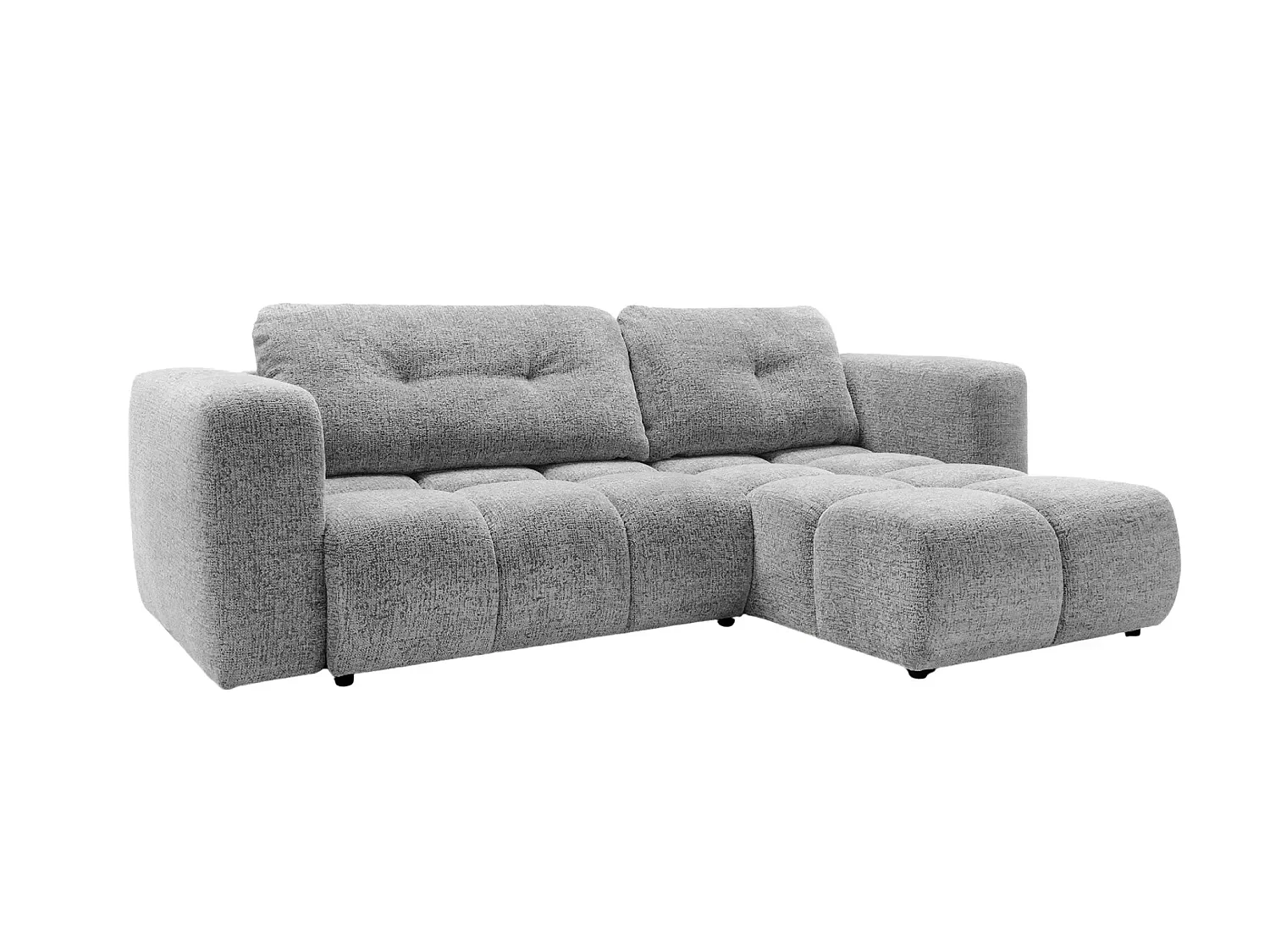 ROMY - Canapé d'angle convertible tissu chenille 3 places Gris clair
