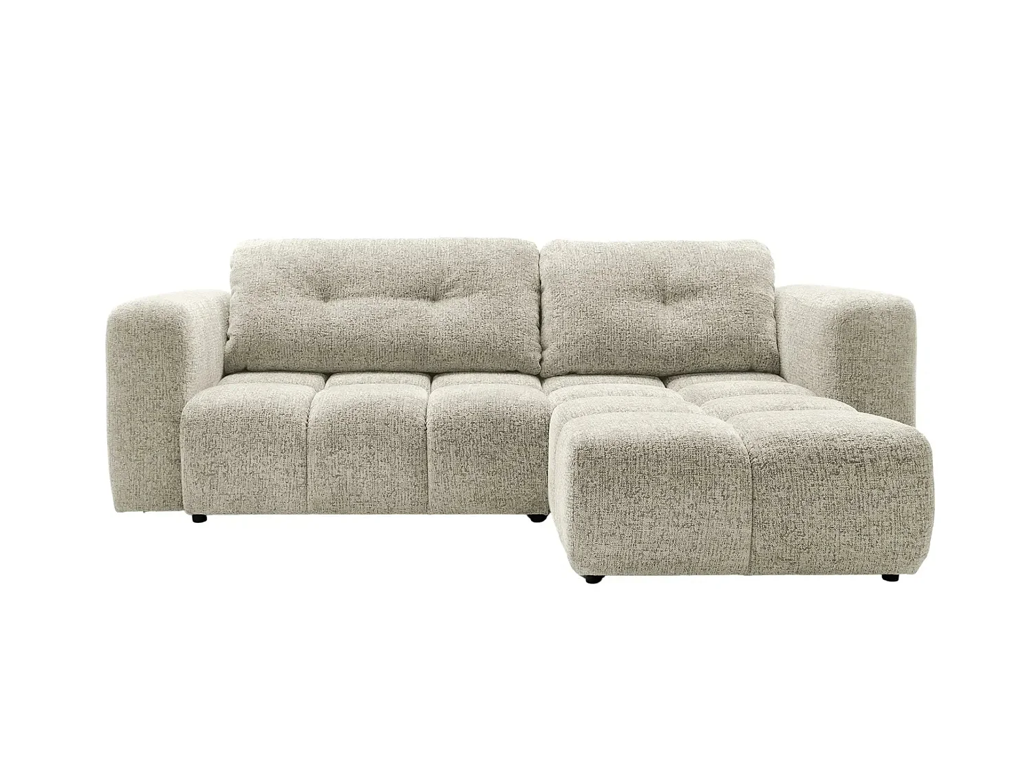 ROMY - Canapé d'angle convertible tissu chenille 3 places Beige