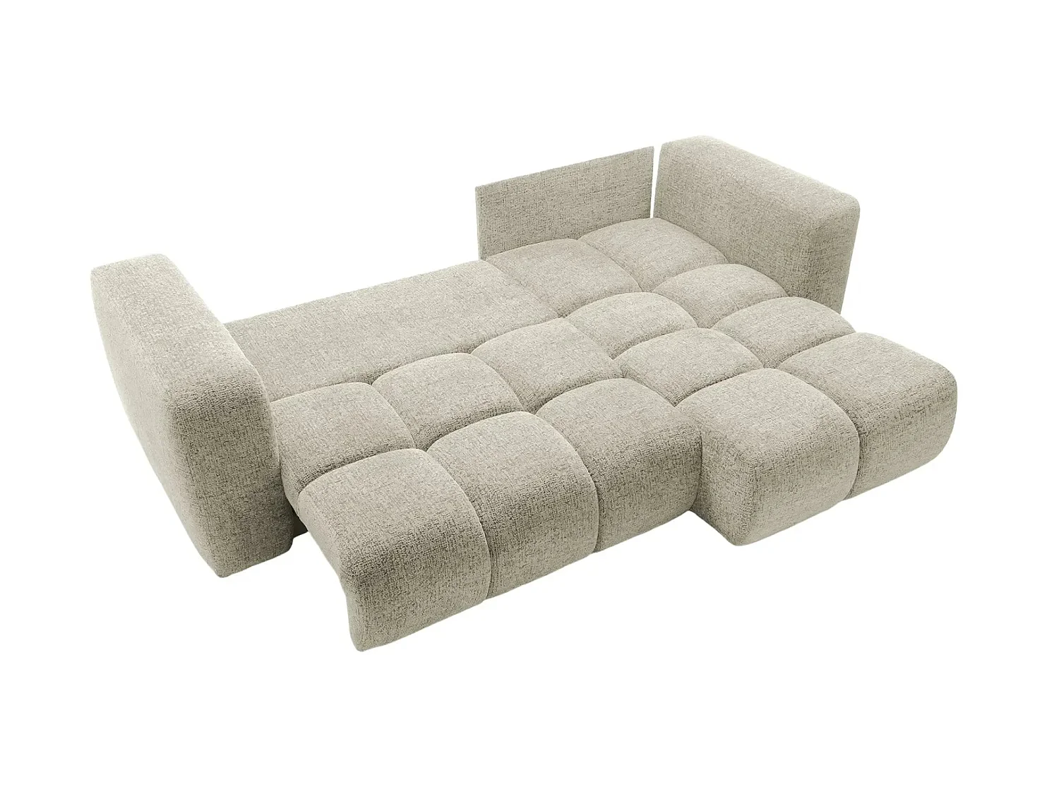 ROMY - Canapé d'angle convertible tissu chenille 3 places Beige