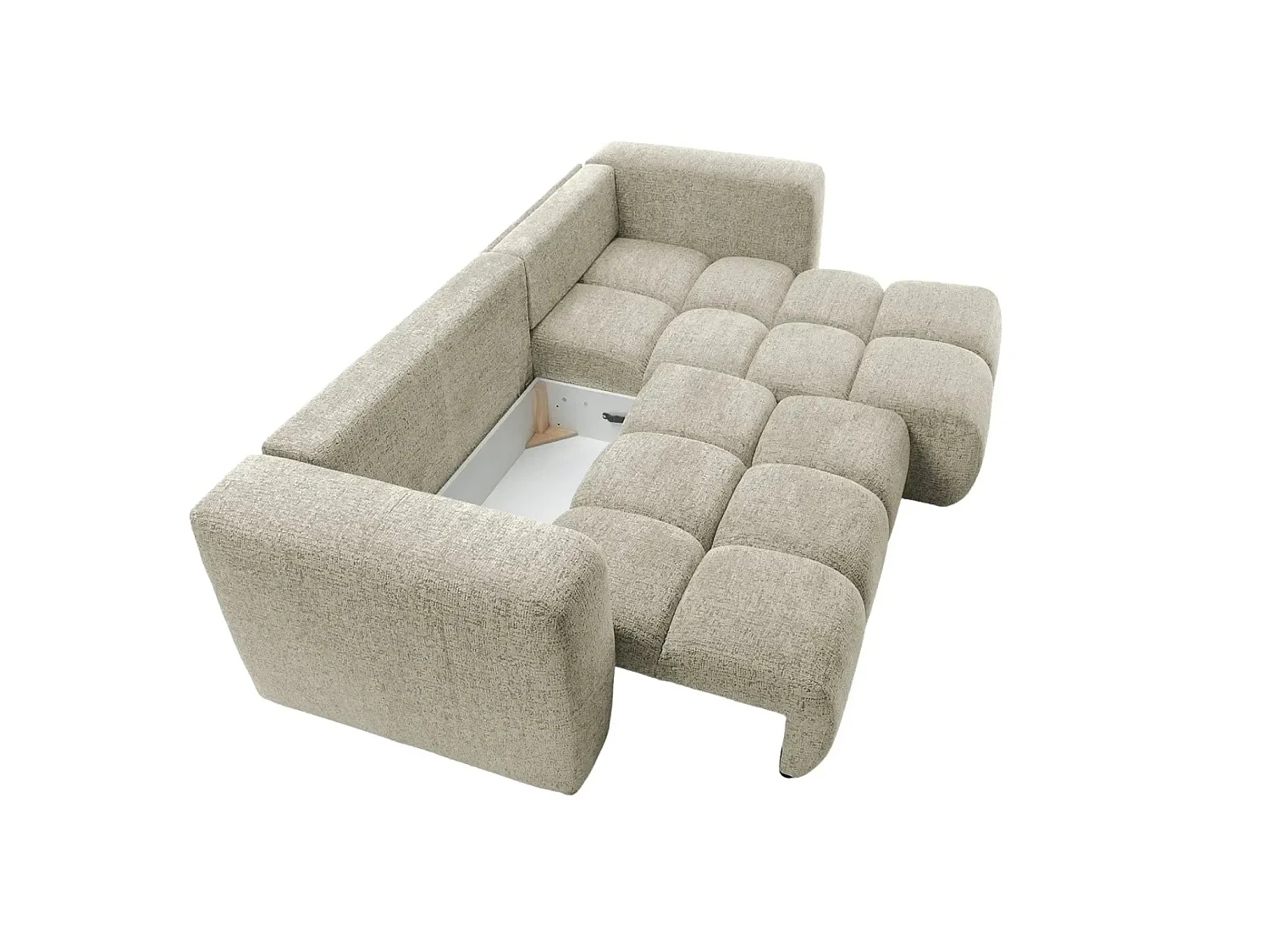 ROMY - Canapé d'angle convertible tissu chenille 3 places Beige