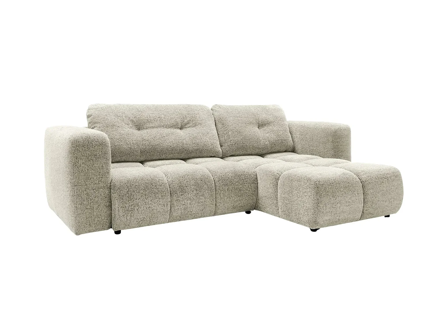 ROMY - Canapé d'angle convertible tissu chenille 3 places Beige