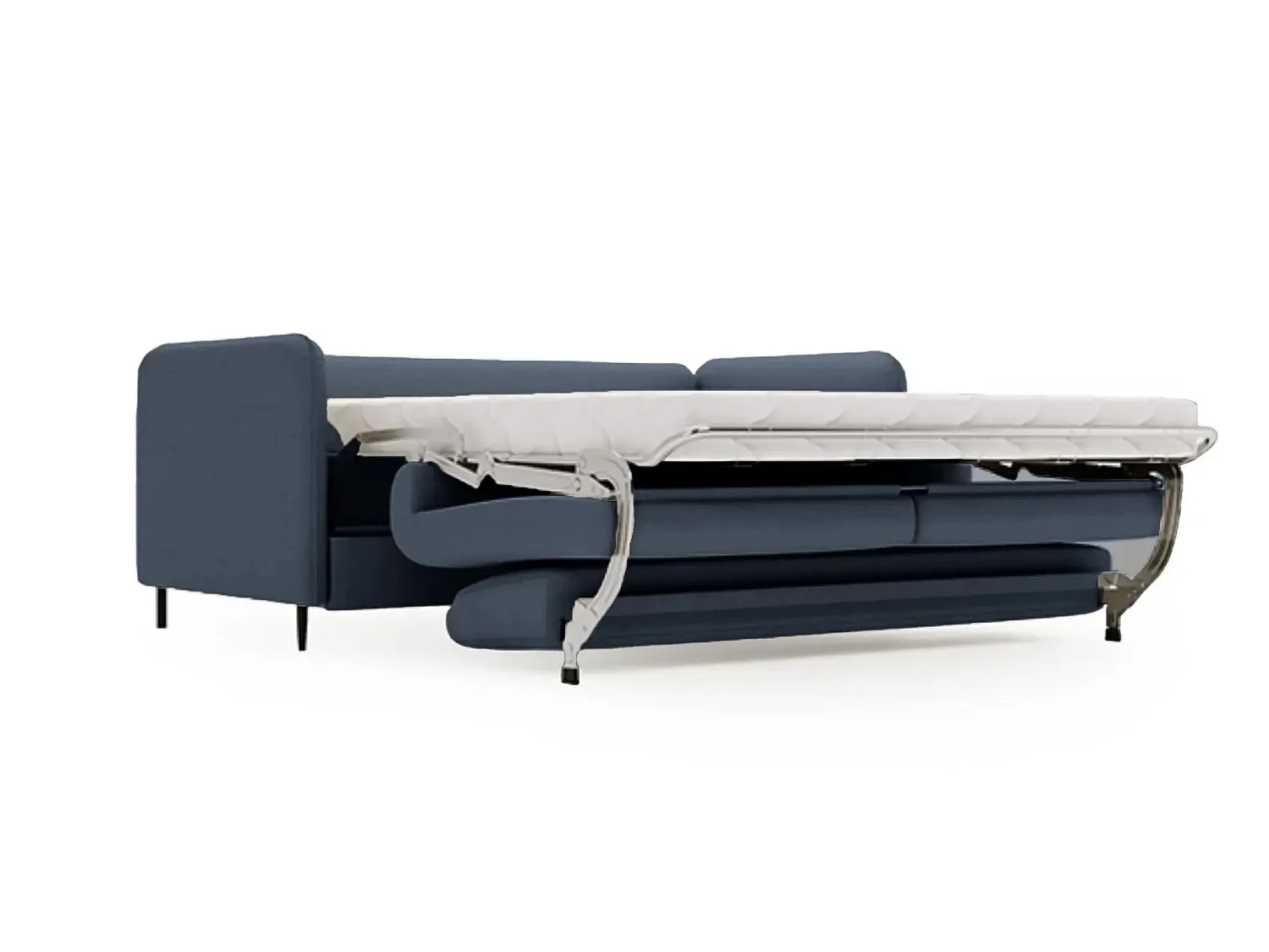VICKY II - Canapé droit convertible tissu lisse 2 places Bleu
