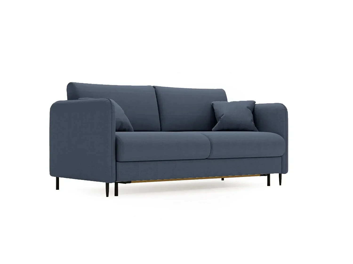 VICKY II - Canapé droit convertible tissu lisse 2 places Bleu
