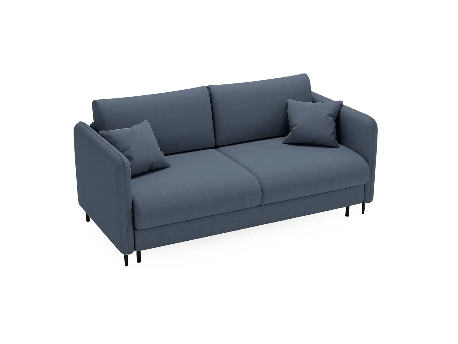 VICKY II - Canapé droit convertible tissu lisse 2 places Bleu