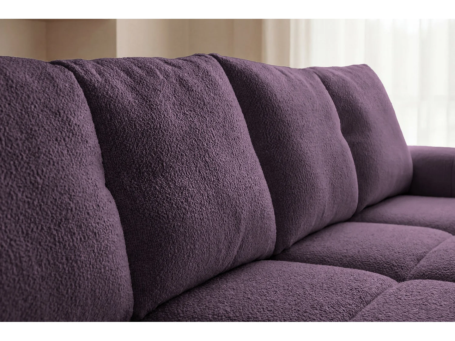 CONSTANCE - 3-zits rechte slaapbank in chenille stof - Mauve