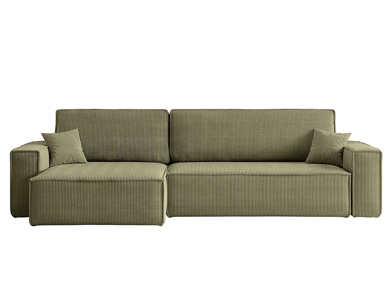 ROMEO XL - Canapé d'angle convertible petit velours côtelé Vert