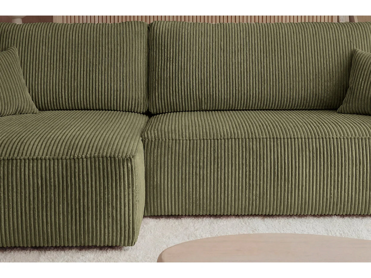 ROMEO XL - Canapé d'angle convertible petit velours côtelé Vert