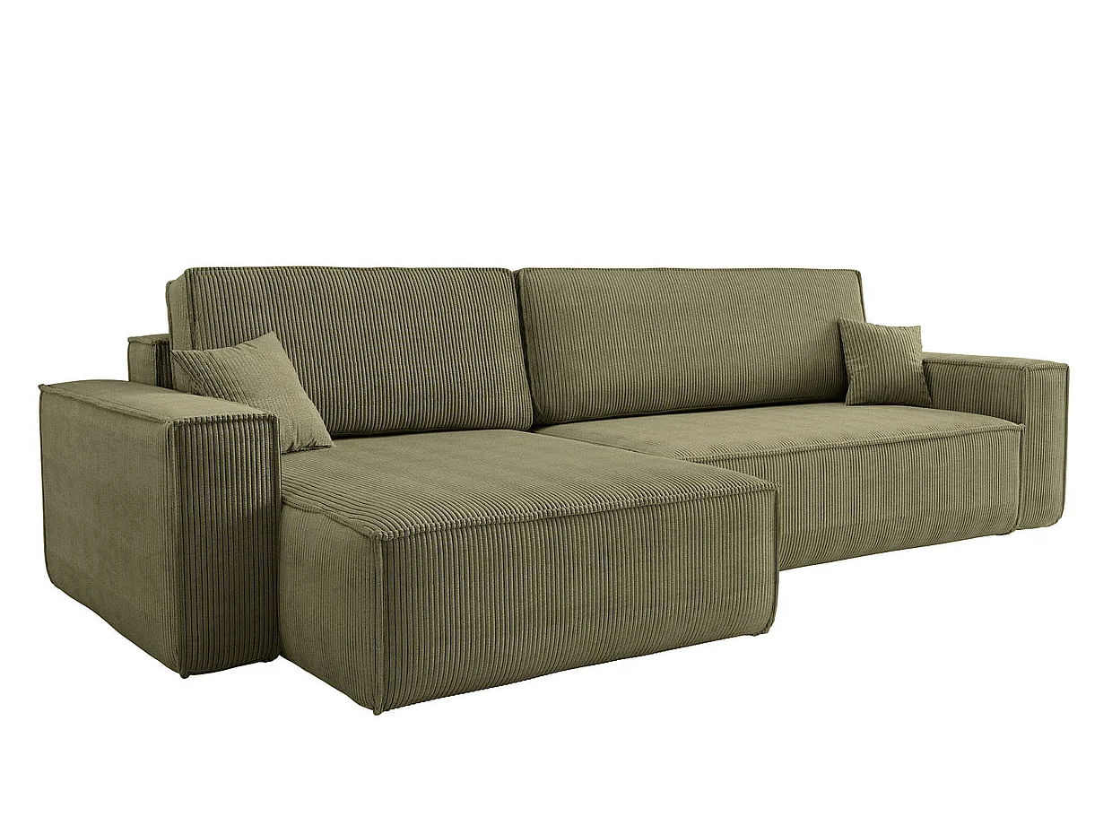 ROMEO XL - Canapé d'angle convertible petit velours côtelé Vert