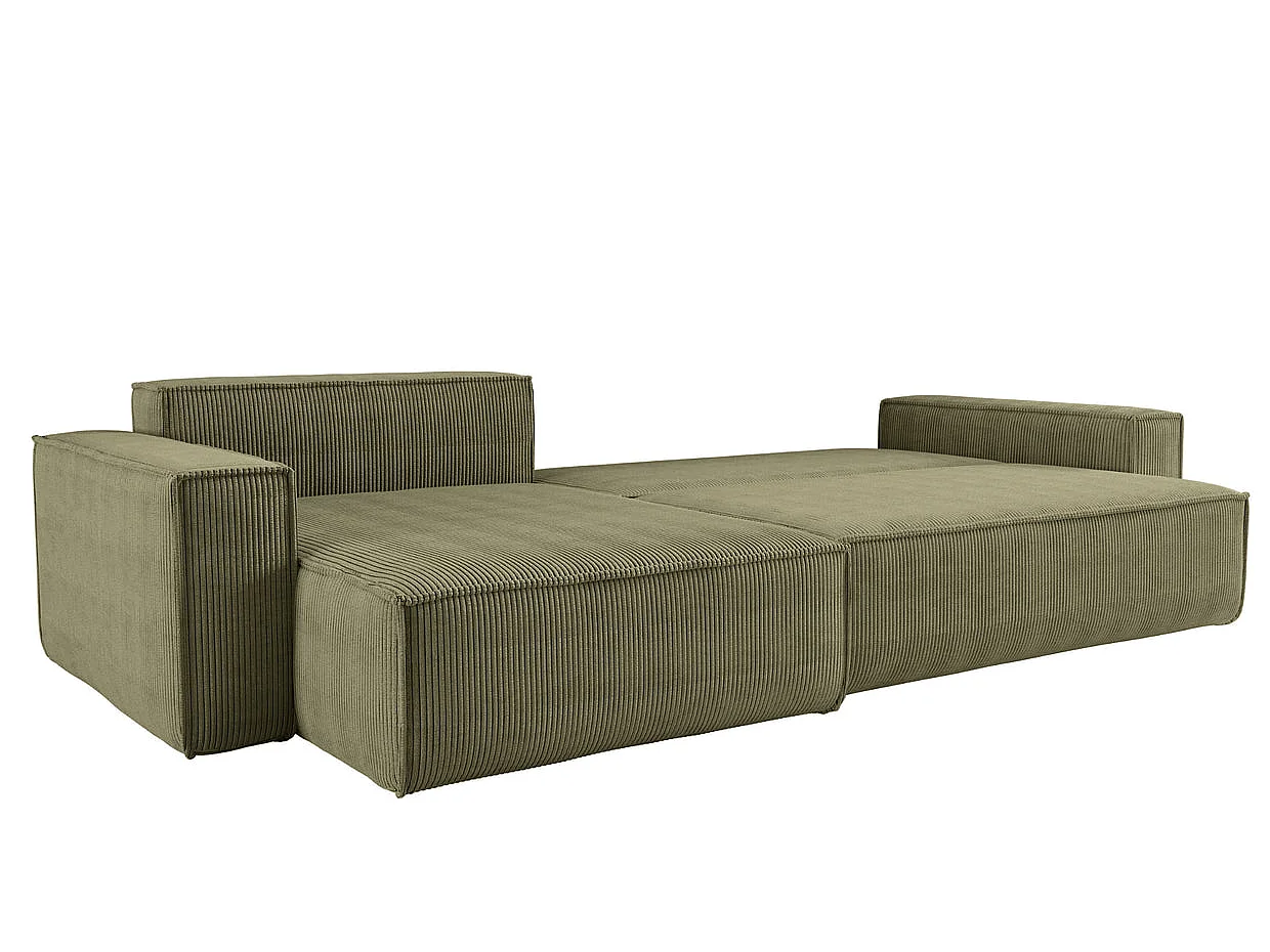 ROMEO XL - Canapé d'angle convertible petit velours côtelé Vert