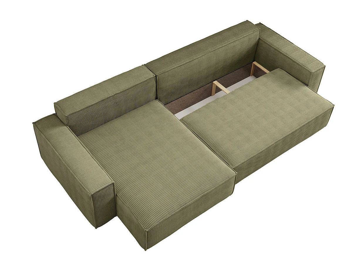 ROMEO XL - Canapé d'angle convertible petit velours côtelé Vert
