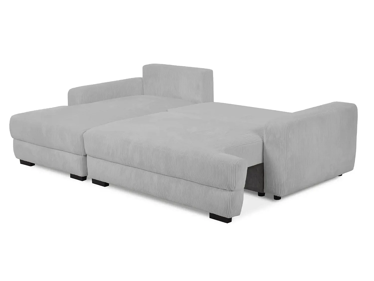 FAUSTINE - Canapé d'angle convertible velours côtelé 4 places Gris clair Gauche