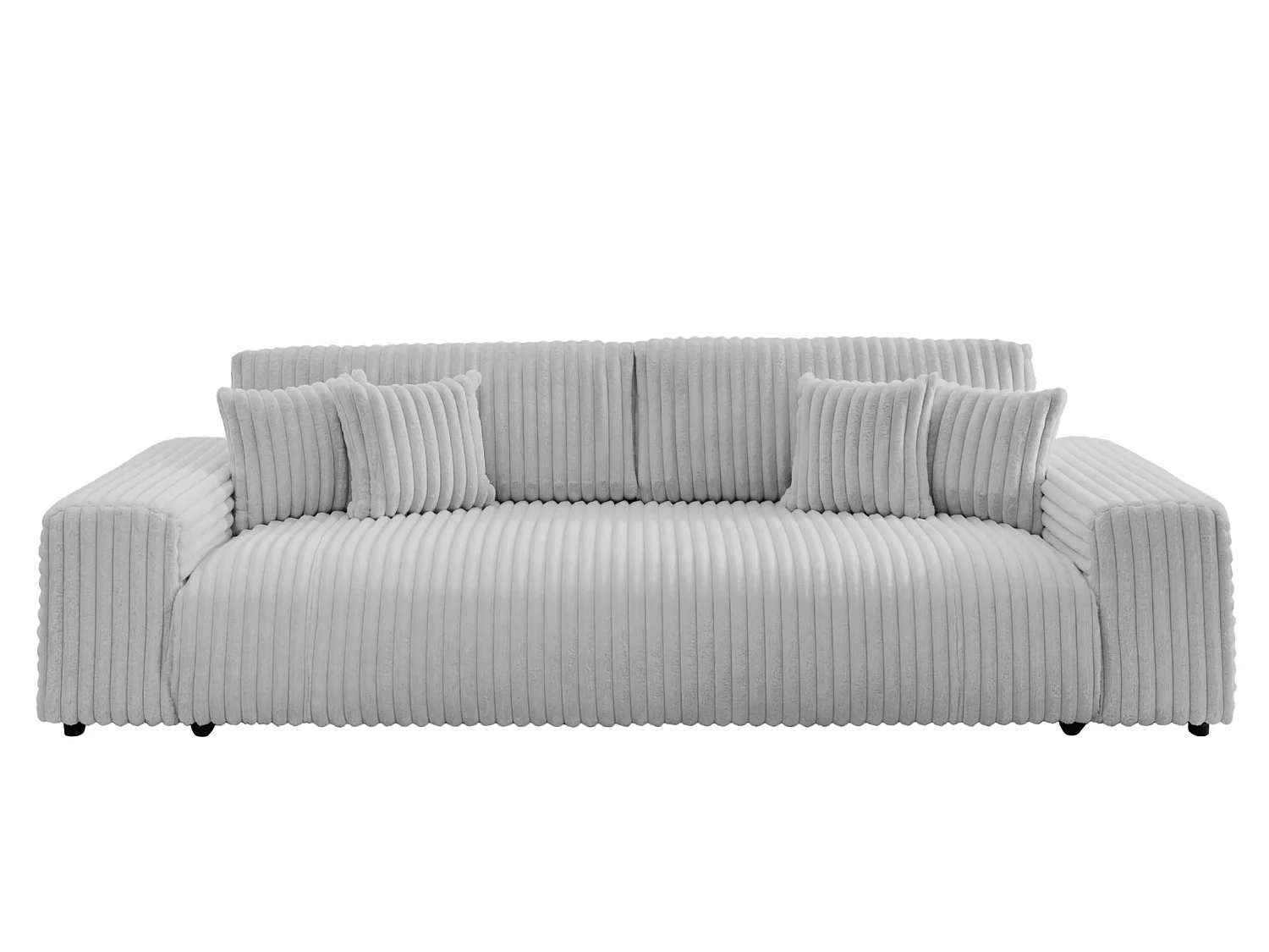 CAISA - Canapé droit convertible velours côtelé 4 places Gris clair