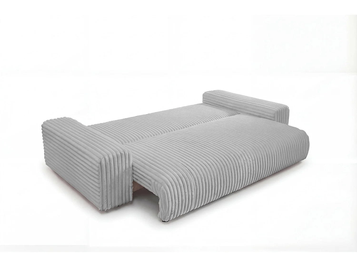 CAISA - Canapé droit convertible velours côtelé 4 places Gris clair