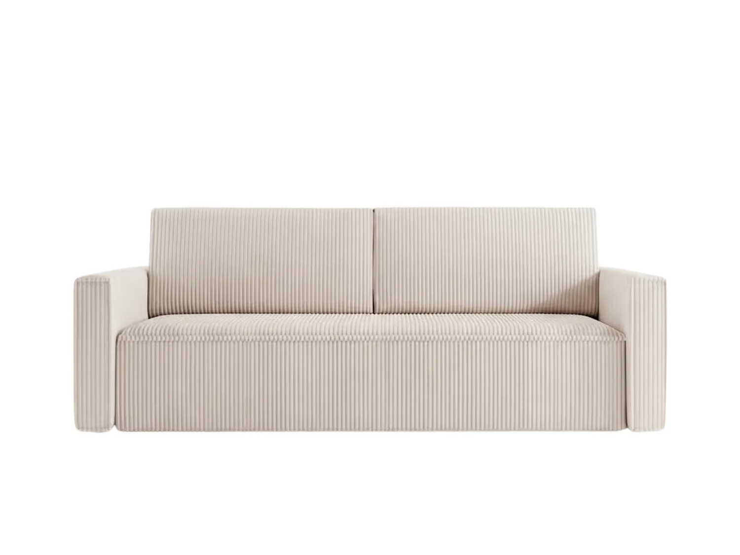 MAURIE - Canapé droit convertible petit velours côtelé 3 places - Beige