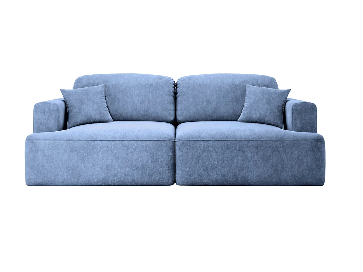 CHIARA - Canapé droit convertible tissu velours 3 places Bleu