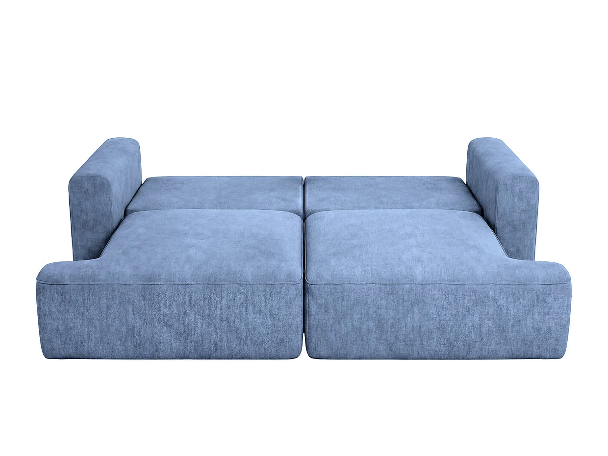 CHIARA - Canapé droit convertible tissu velours 3 places Bleu
