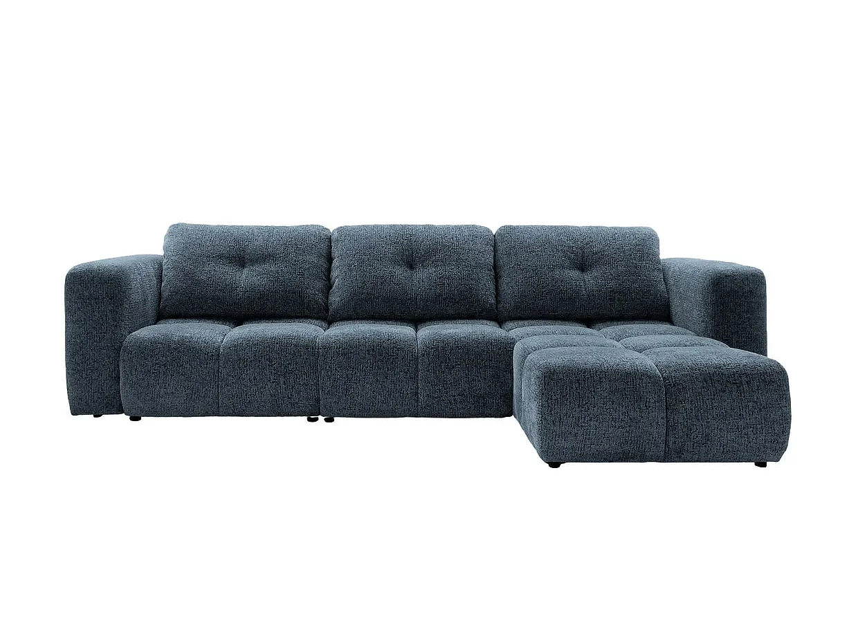 ROMY 4 PLACES - 4-zits hoekbank in chenille stof - Blauw