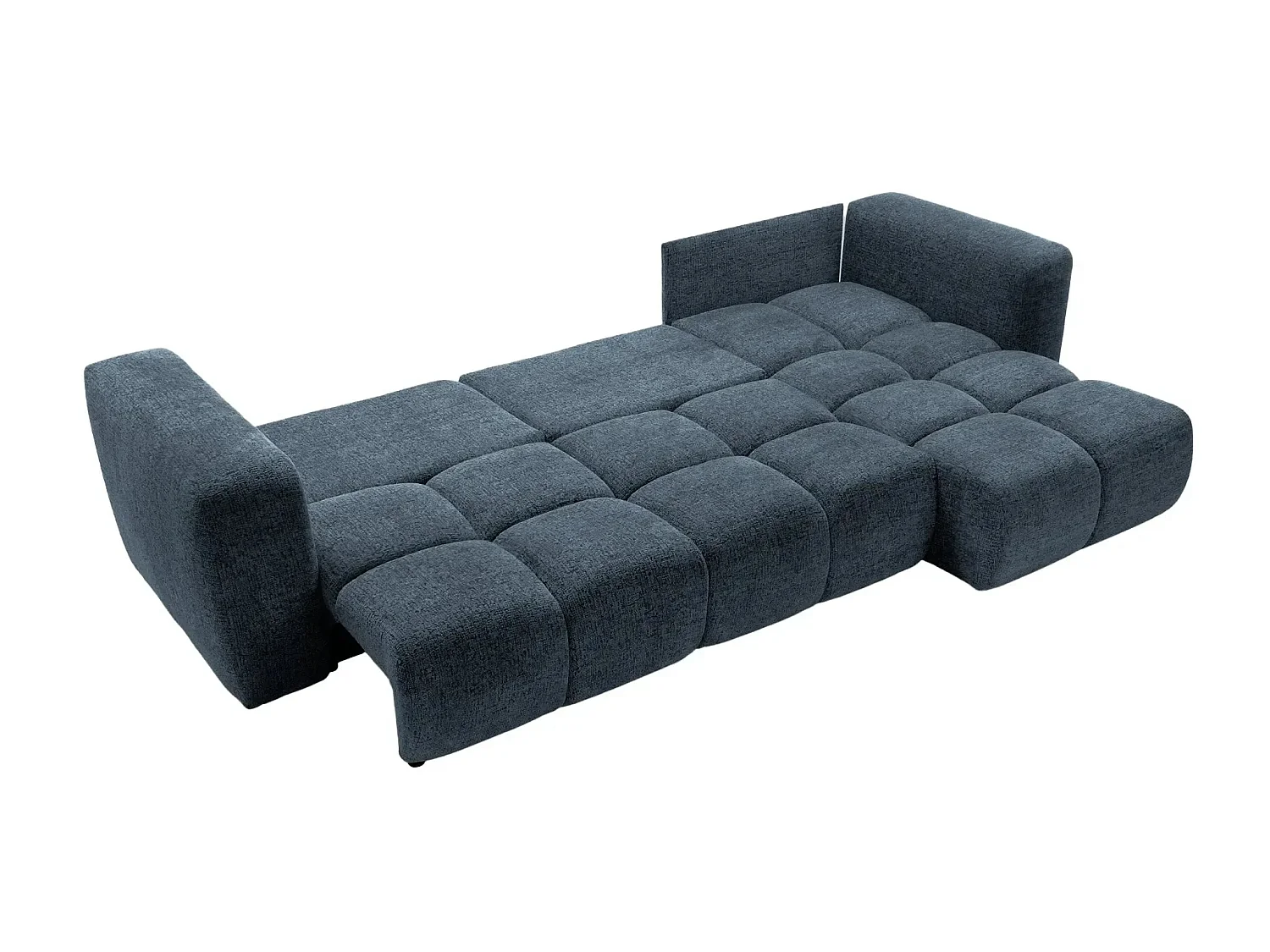ROMY 4 PLACES - 4-zits hoekbank in chenille stof - Blauw