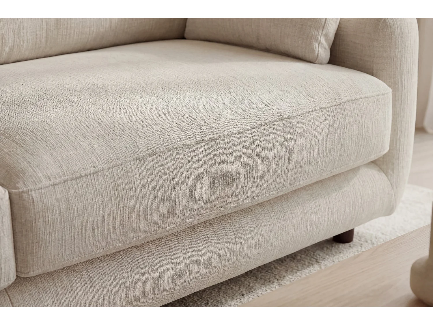 STELLA - Canapé droit convertible tissu chenille 3 places Beige