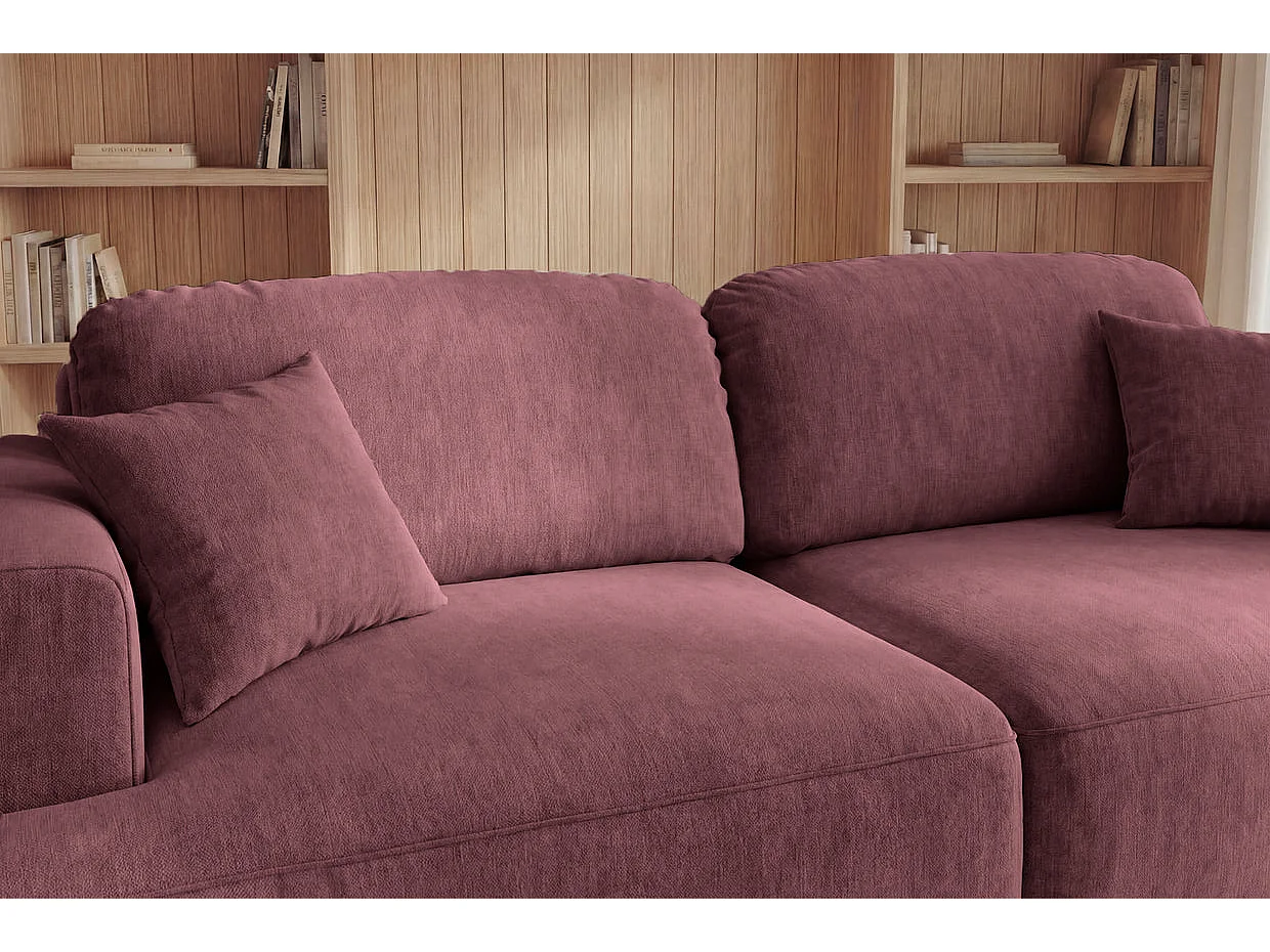 CHIARA - Canapé droit convertible tissu velours 3 places Rose