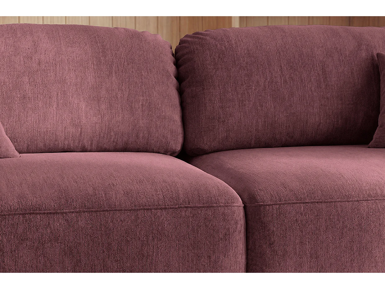 CHIARA - Canapé droit convertible tissu velours 3 places Rose