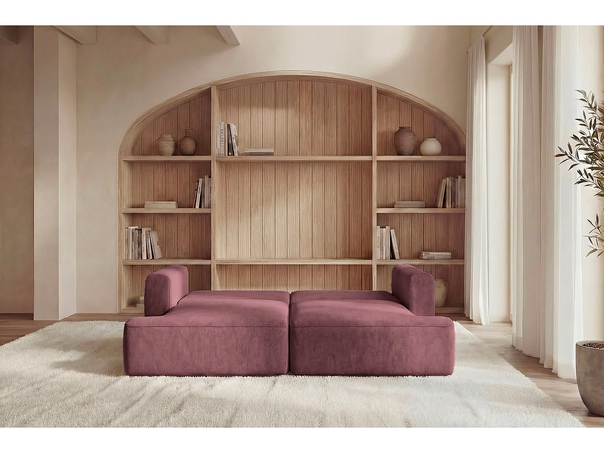 CHIARA - Canapé droit convertible tissu velours 3 places Rose