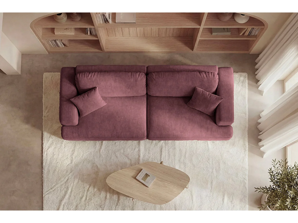 CHIARA - Canapé droit convertible tissu velours 3 places Rose