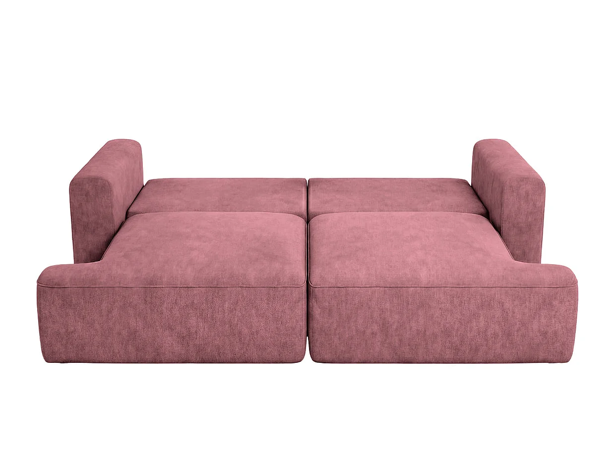 CHIARA - Canapé droit convertible tissu velours 3 places Rose