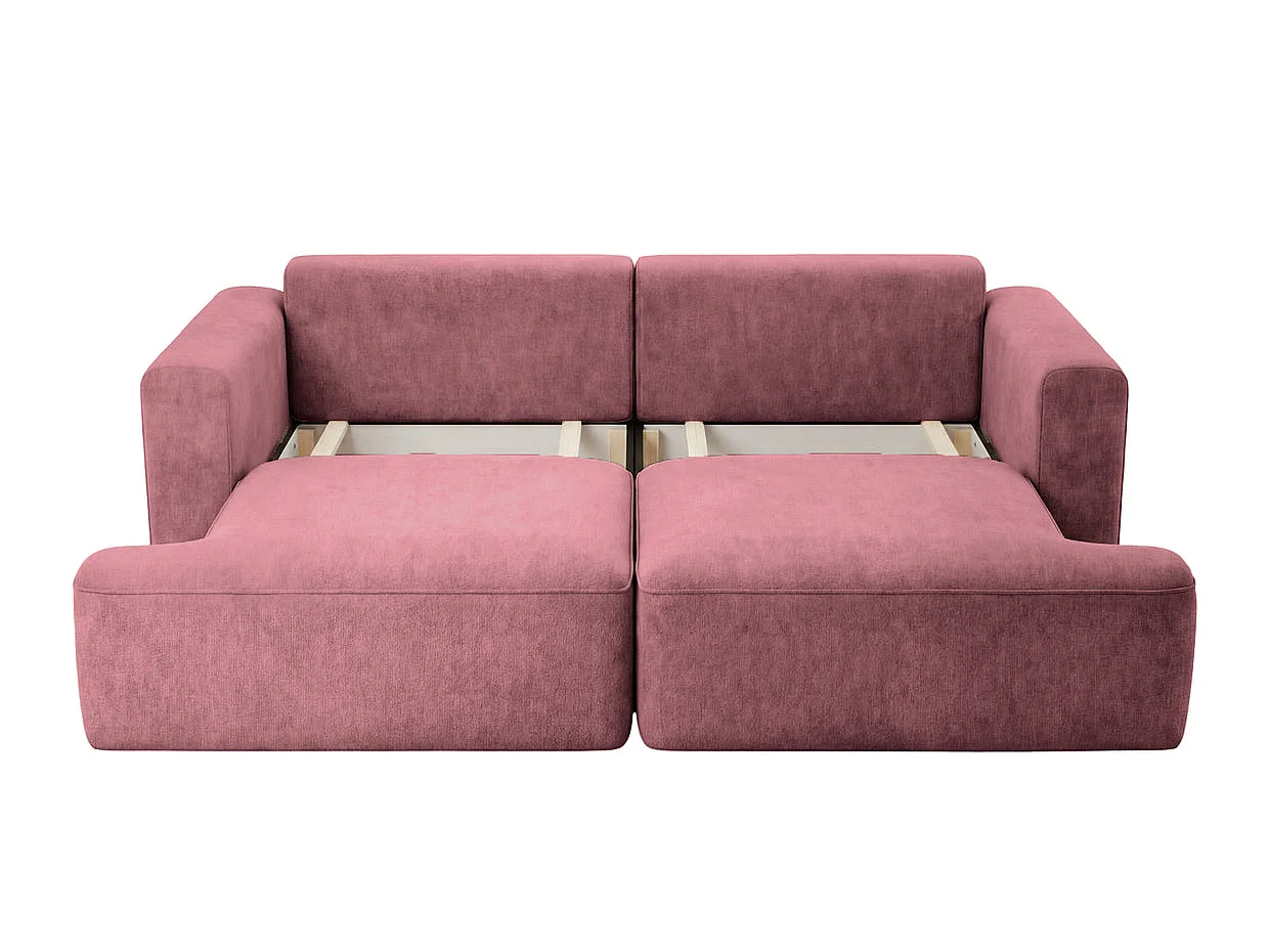 CHIARA - Canapé droit convertible tissu velours 3 places Rose