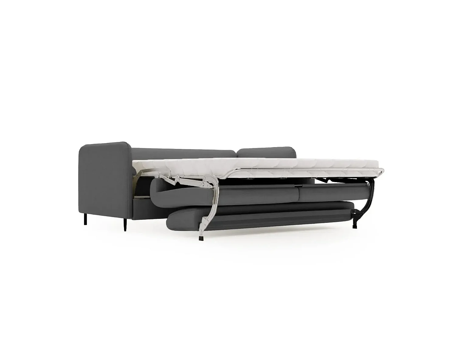 VICKY - Canapé droit convertible tissu lisse 2 places Gris foncé