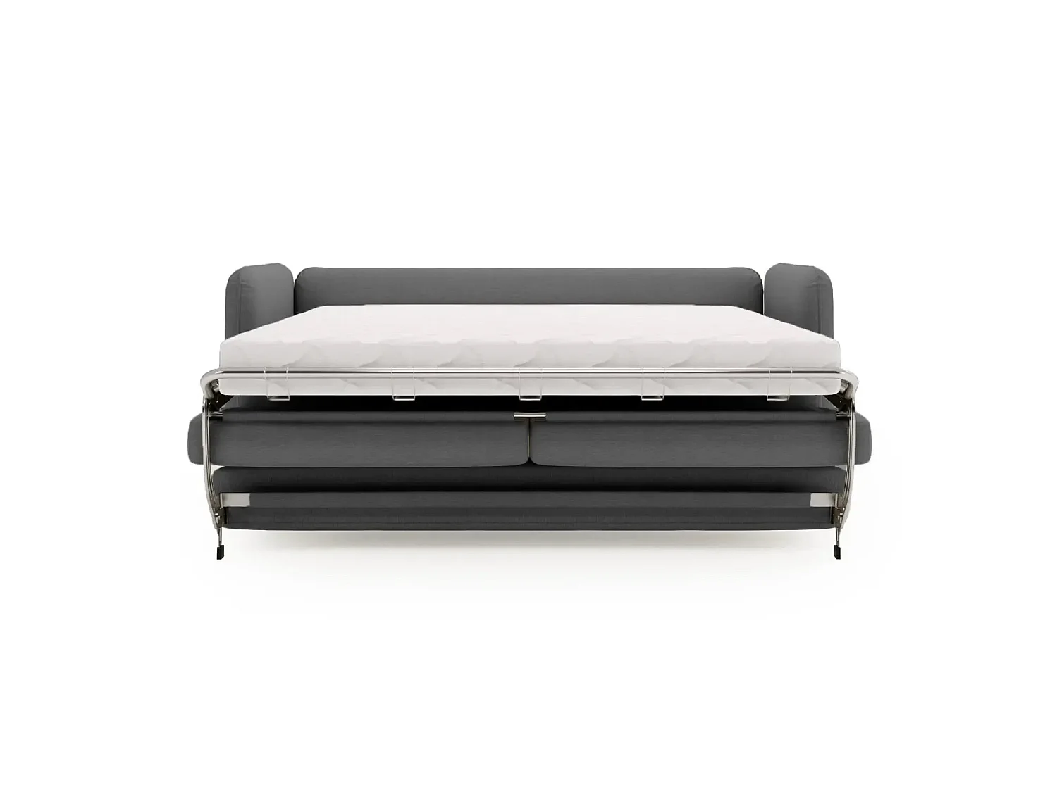 VICKY - Canapé droit convertible tissu lisse 2 places Gris foncé