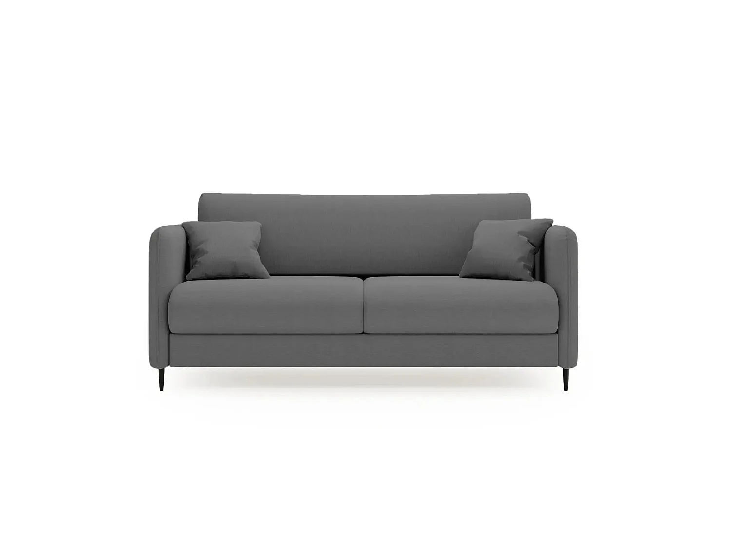 VICKY - Canapé droit convertible tissu lisse 2 places Gris foncé