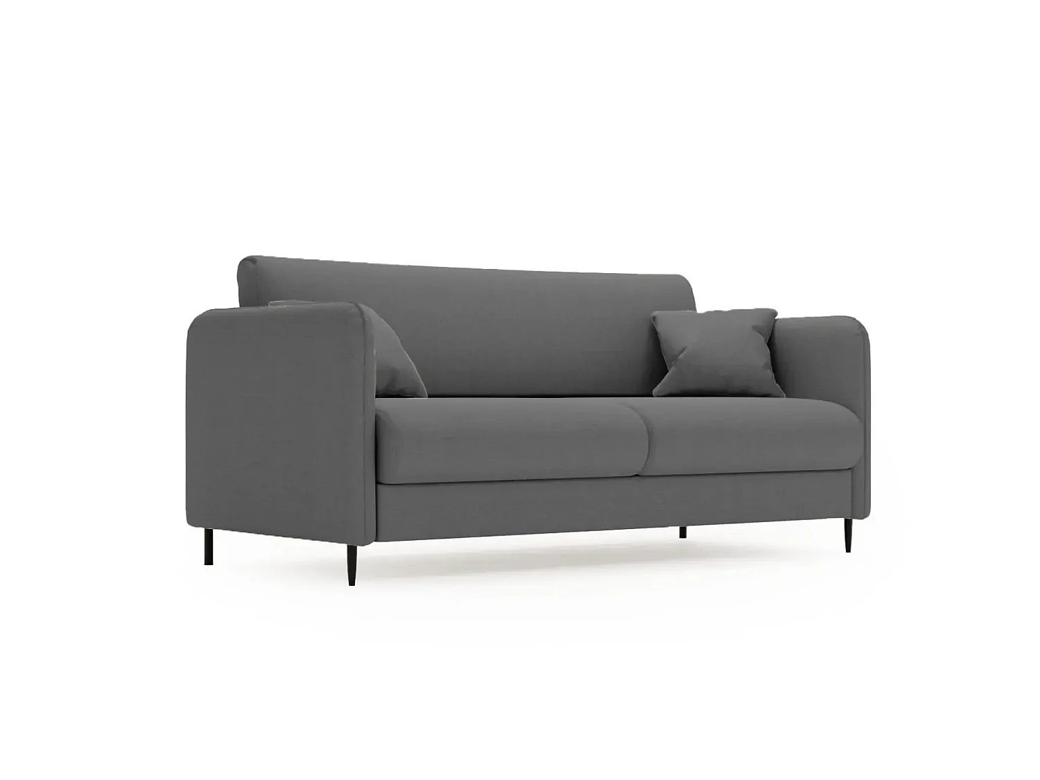 VICKY - Canapé droit convertible tissu lisse 2 places Gris foncé