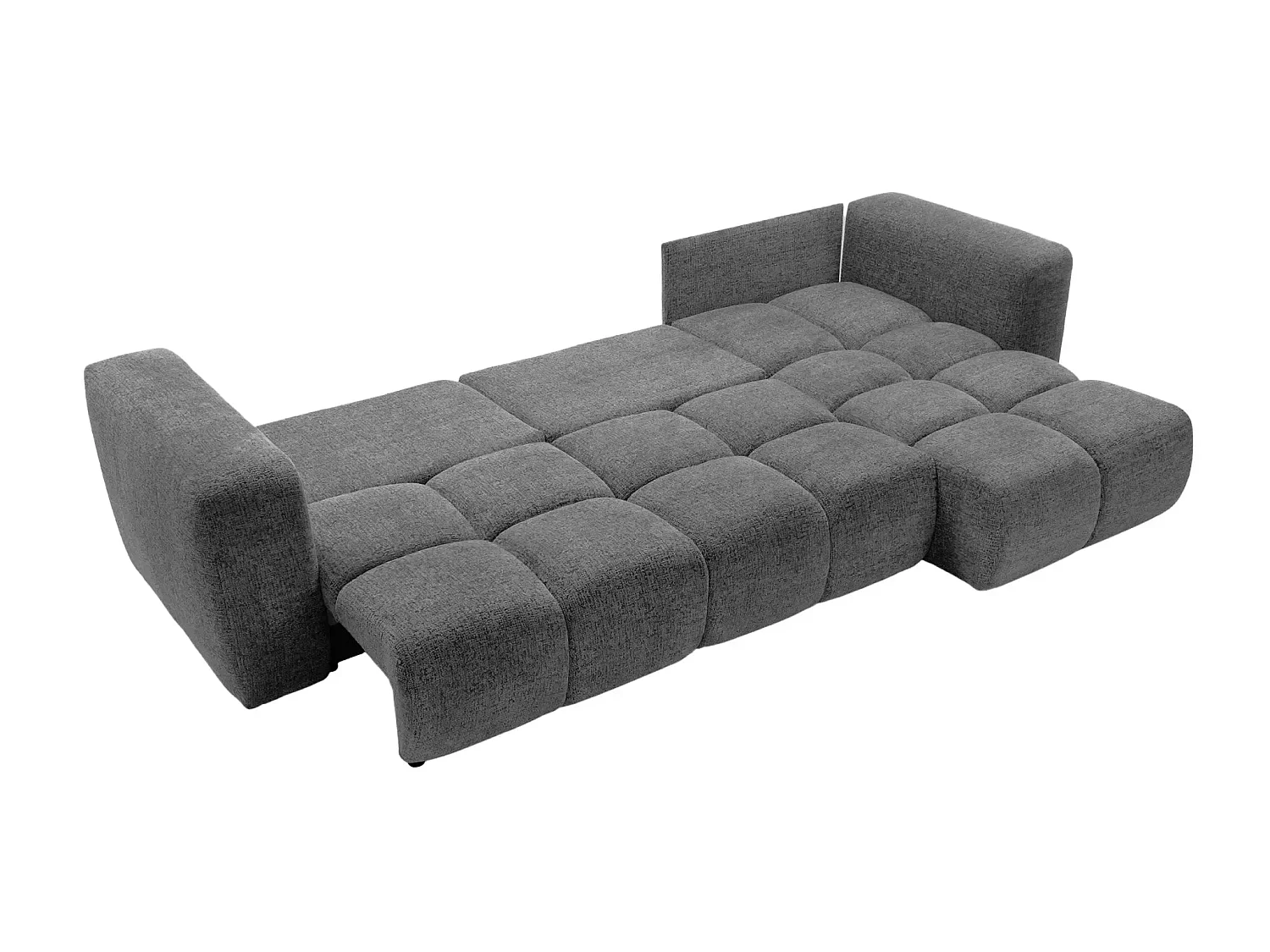 ROMY - Canapé d'angle convertible tissu chenille 4 places Gris foncé