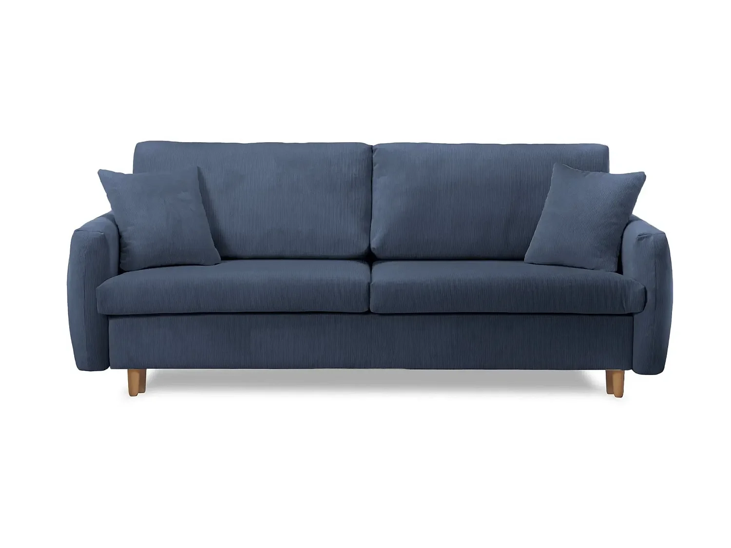 LUMIE - Canapé droit convertible velours côtelé 2 places Bleu
