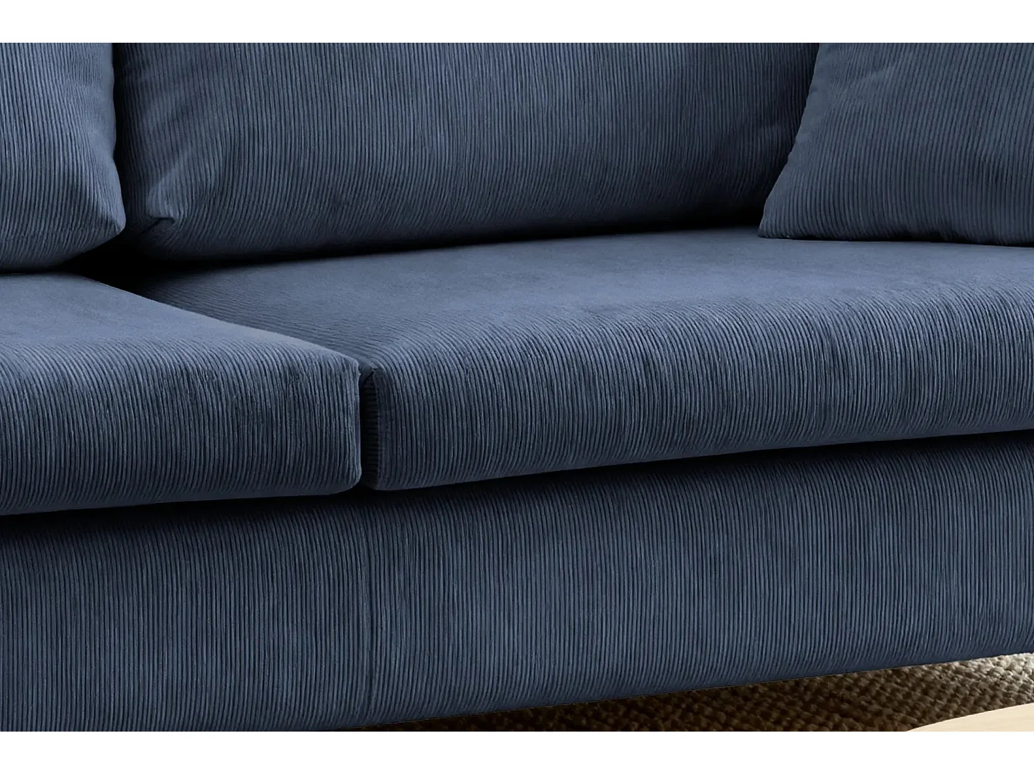 LUMIE - Canapé droit convertible velours côtelé 2 places Bleu