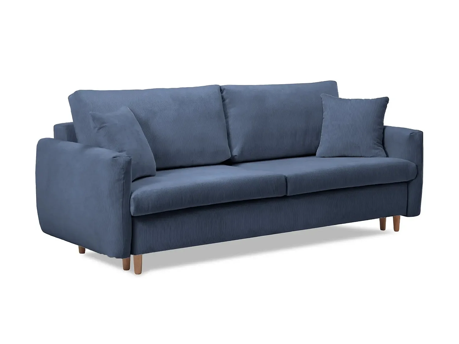 LUMIE - Canapé droit convertible velours côtelé 2 places Bleu