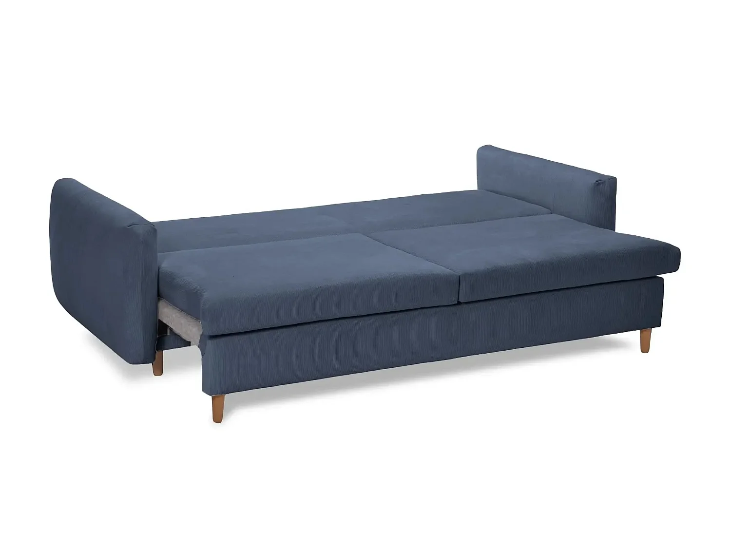 LUMIE - Canapé droit convertible velours côtelé 2 places Bleu