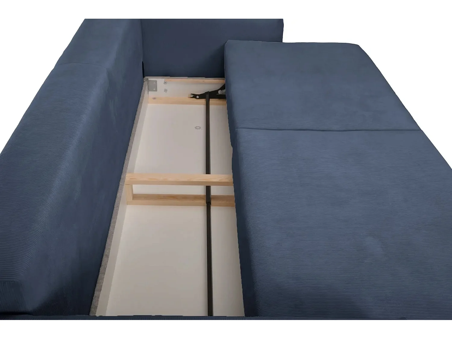 LUMIE - Canapé droit convertible velours côtelé 2 places Bleu