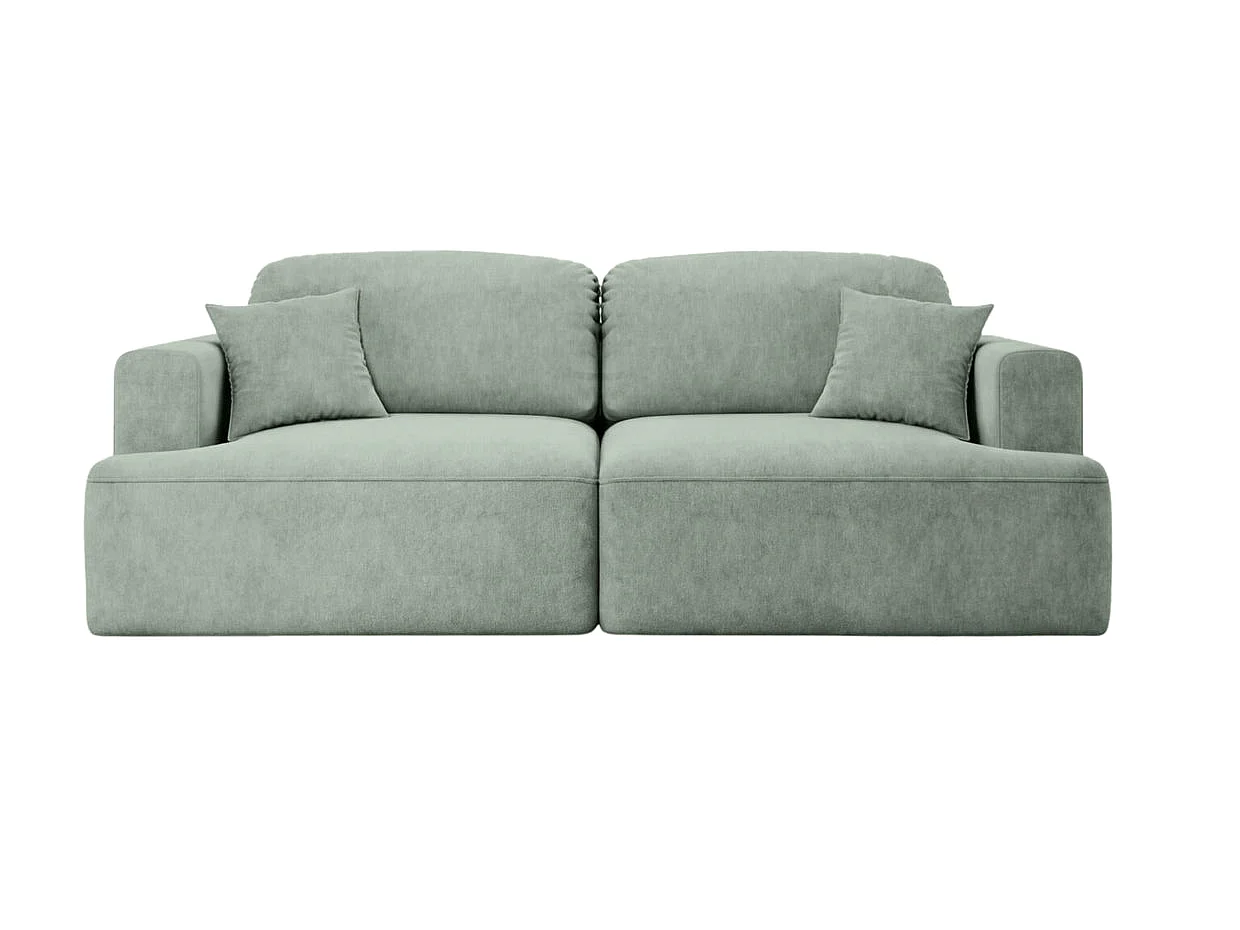 CHIARA - Canapé droit convertible tissu velours 3 places Vert
