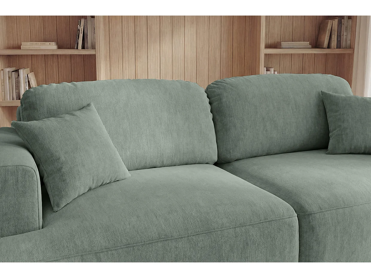 CHIARA - Canapé droit convertible tissu velours 3 places Vert