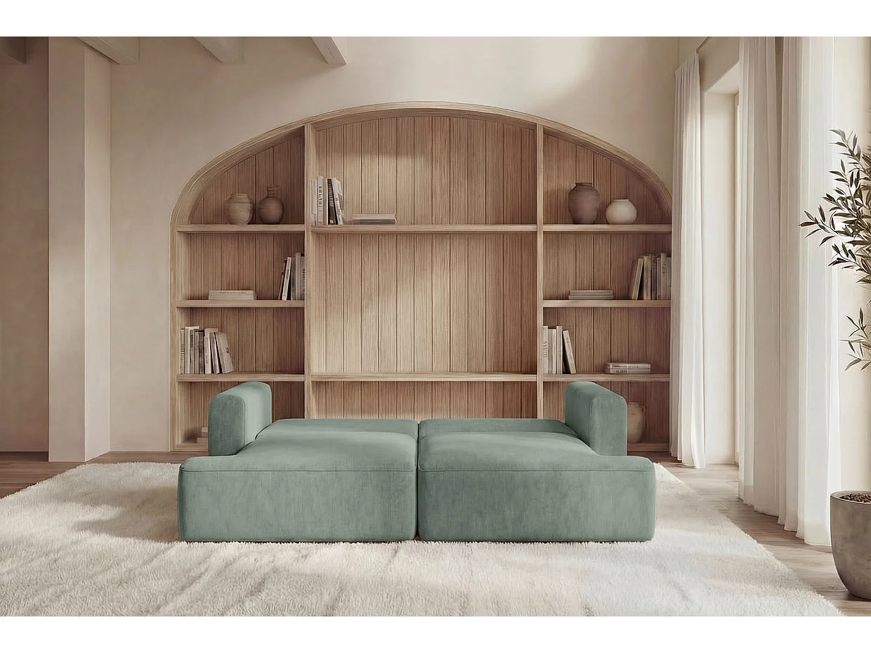 CHIARA - Canapé droit convertible tissu velours 3 places Vert