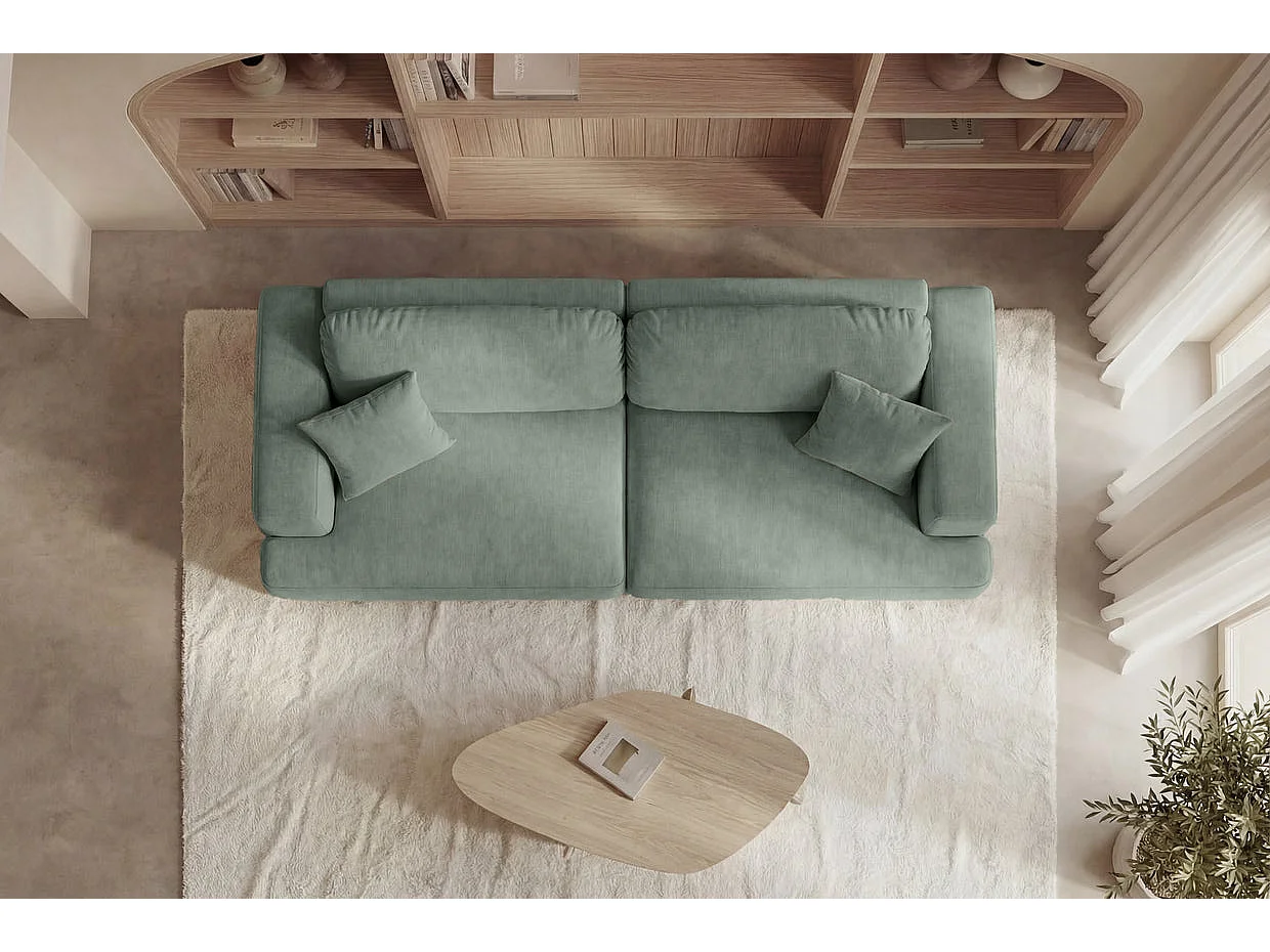 CHIARA - Canapé droit convertible tissu velours 3 places Vert